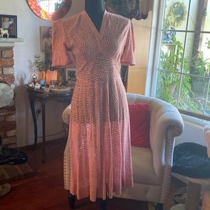 Vintage 1940s rose lace dress